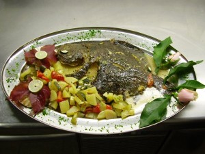 rombo cotto al forno con verdure 